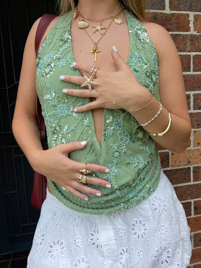 Parigi | Top Halter con Collo Drappeggiato