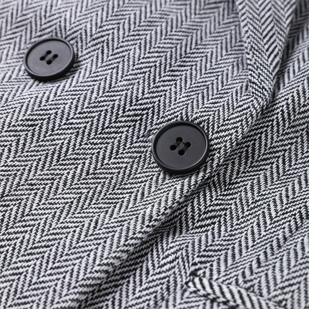 Avorio - Completo Elegante a Motivo Pesce Spada in 3 Pezzi