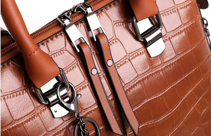 Palmer - Set di borse a mano in pelle con motivo coccodrillo, 4 pezzi