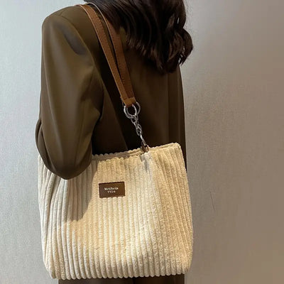 Maria - Borsa a Spalla in Velluto a Coste alla Moda
