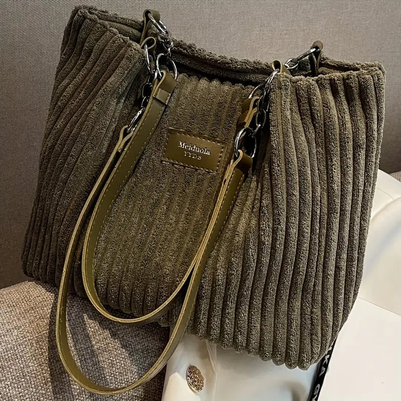 Maria - Borsa a Spalla in Velluto a Coste alla Moda