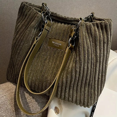 Maria - Borsa a Spalla in Velluto a Coste alla Moda