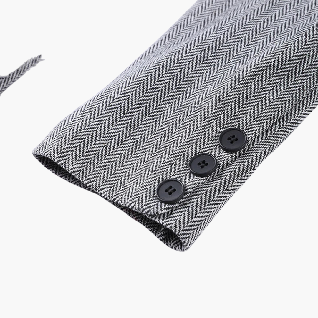 Avorio - Completo Elegante a Motivo Pesce Spada in 3 Pezzi