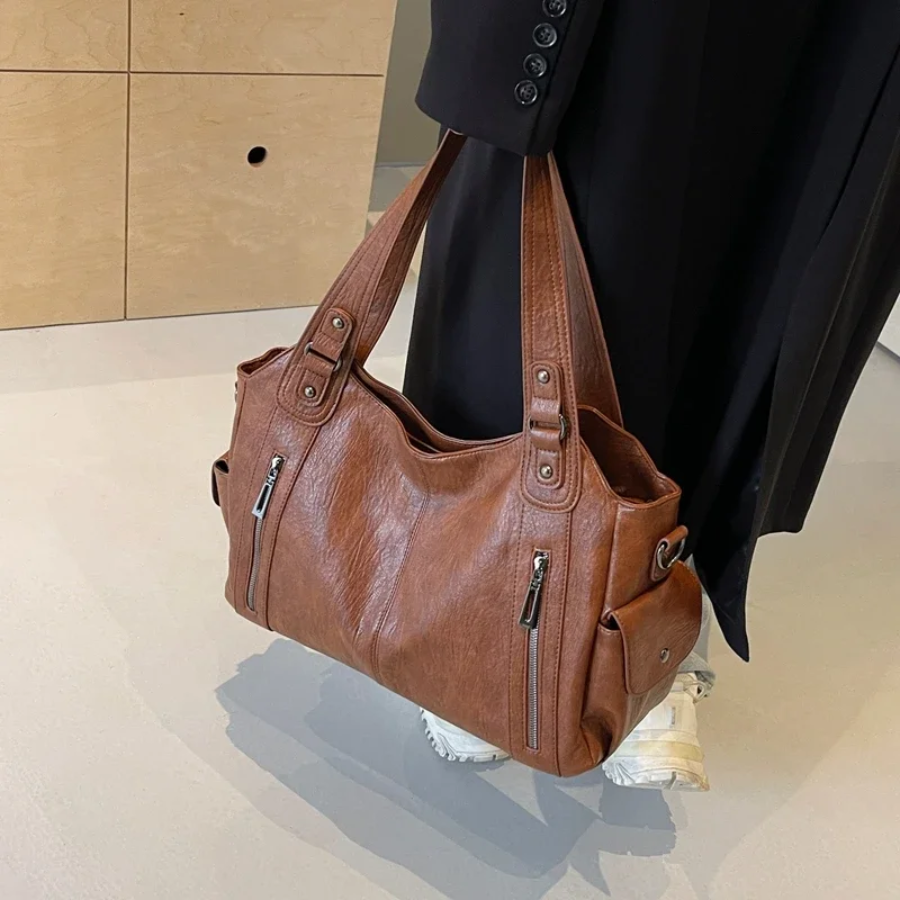 Uma - Borsa a Spalla Grande con Doppia Cerniera