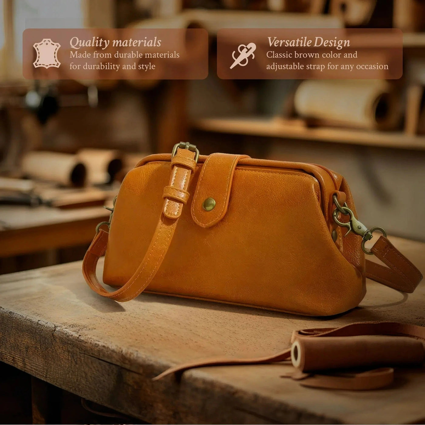 Sarah - Borsa a tracolla in pelle classica per donne