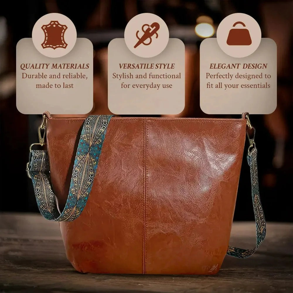 Alexis - Borsa a secchiello in pelle vintage per uso quotidiano