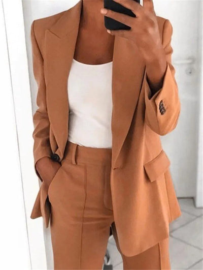 Raelyn - Blazer e Pantaloni Chic con Collo A Caduta