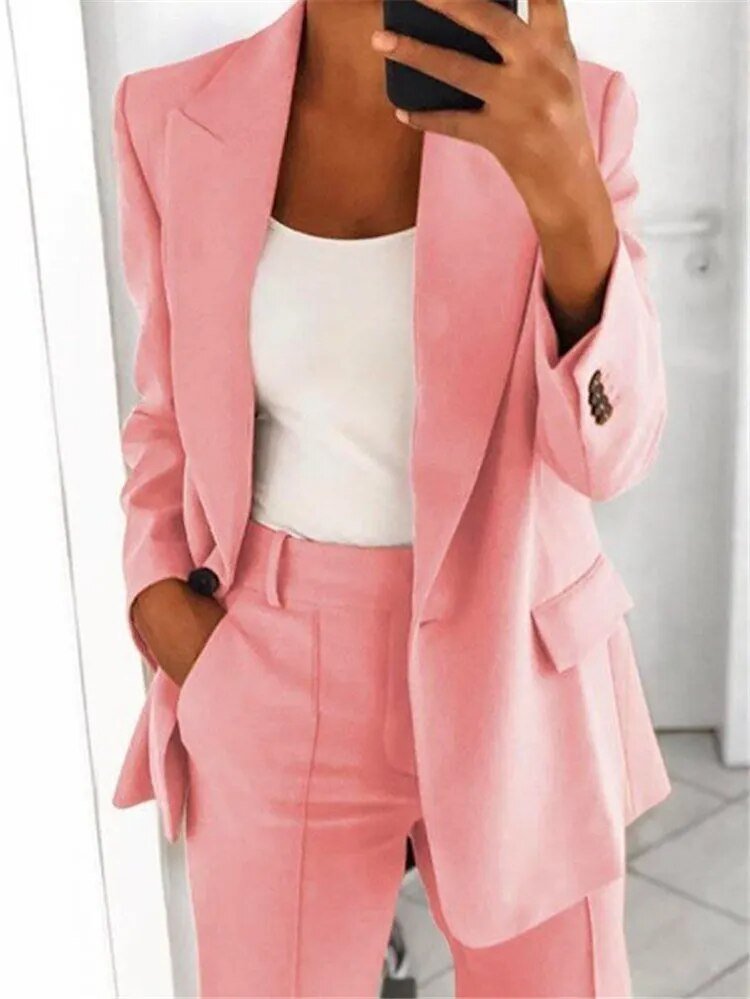 Raelyn - Blazer e Pantaloni Chic con Collo A Caduta