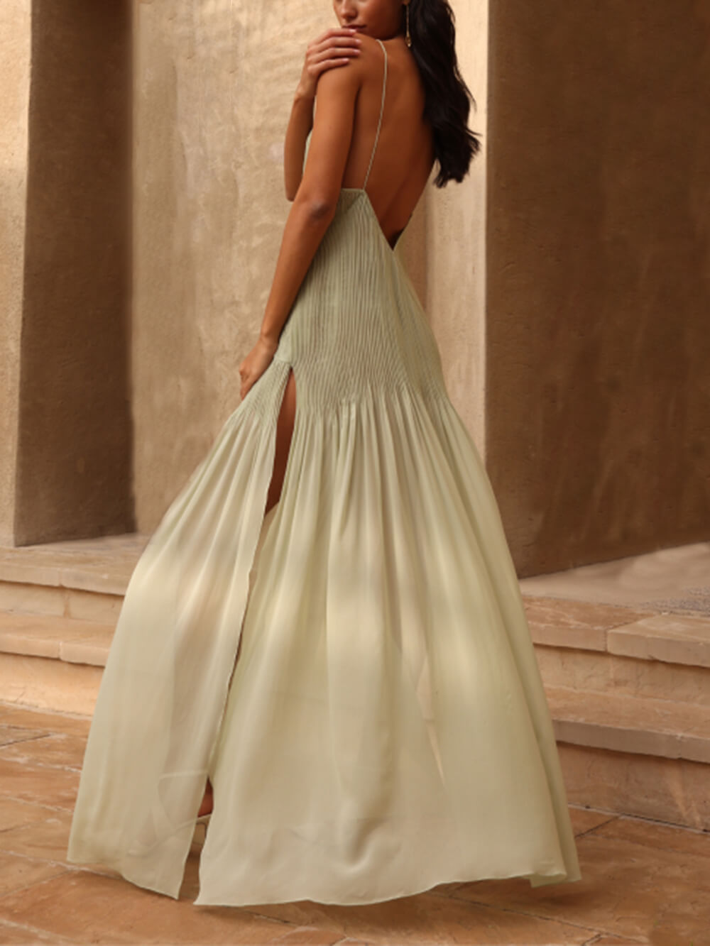 Vendula® | Abito Maxi Plissettato Patchwork Unico al Tramonto