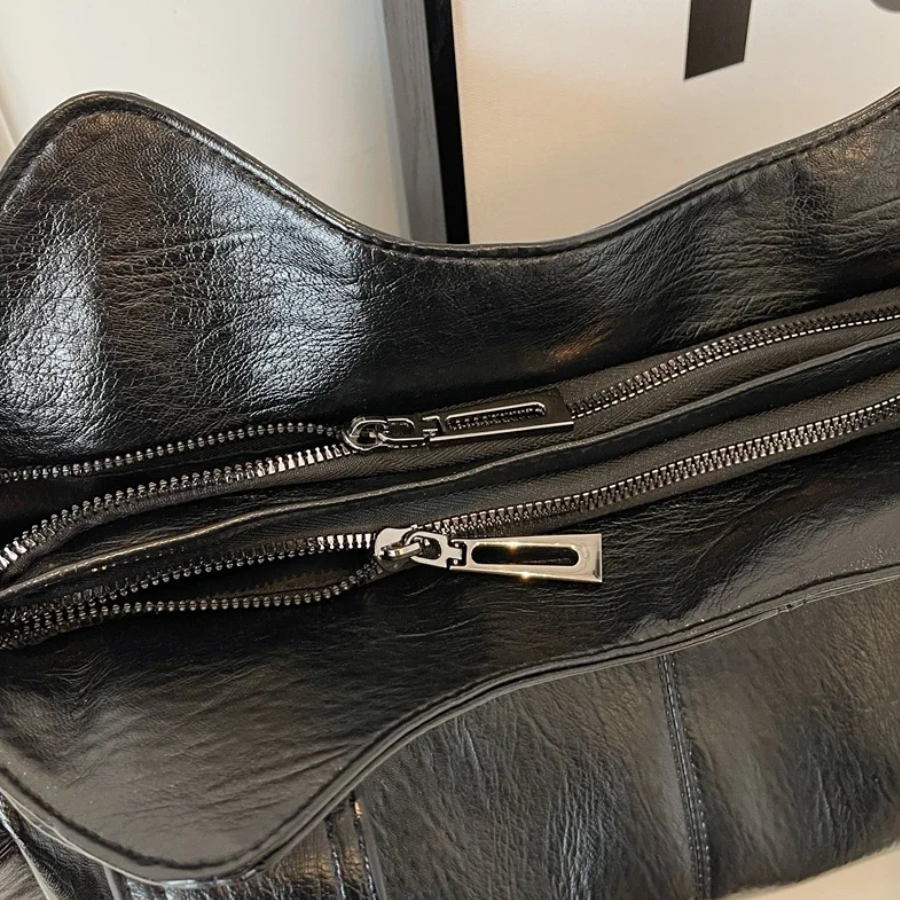 Uma - Borsa a Spalla Grande con Doppia Cerniera