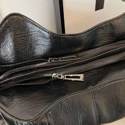 Uma - Borsa a Spalla Grande con Doppia Cerniera