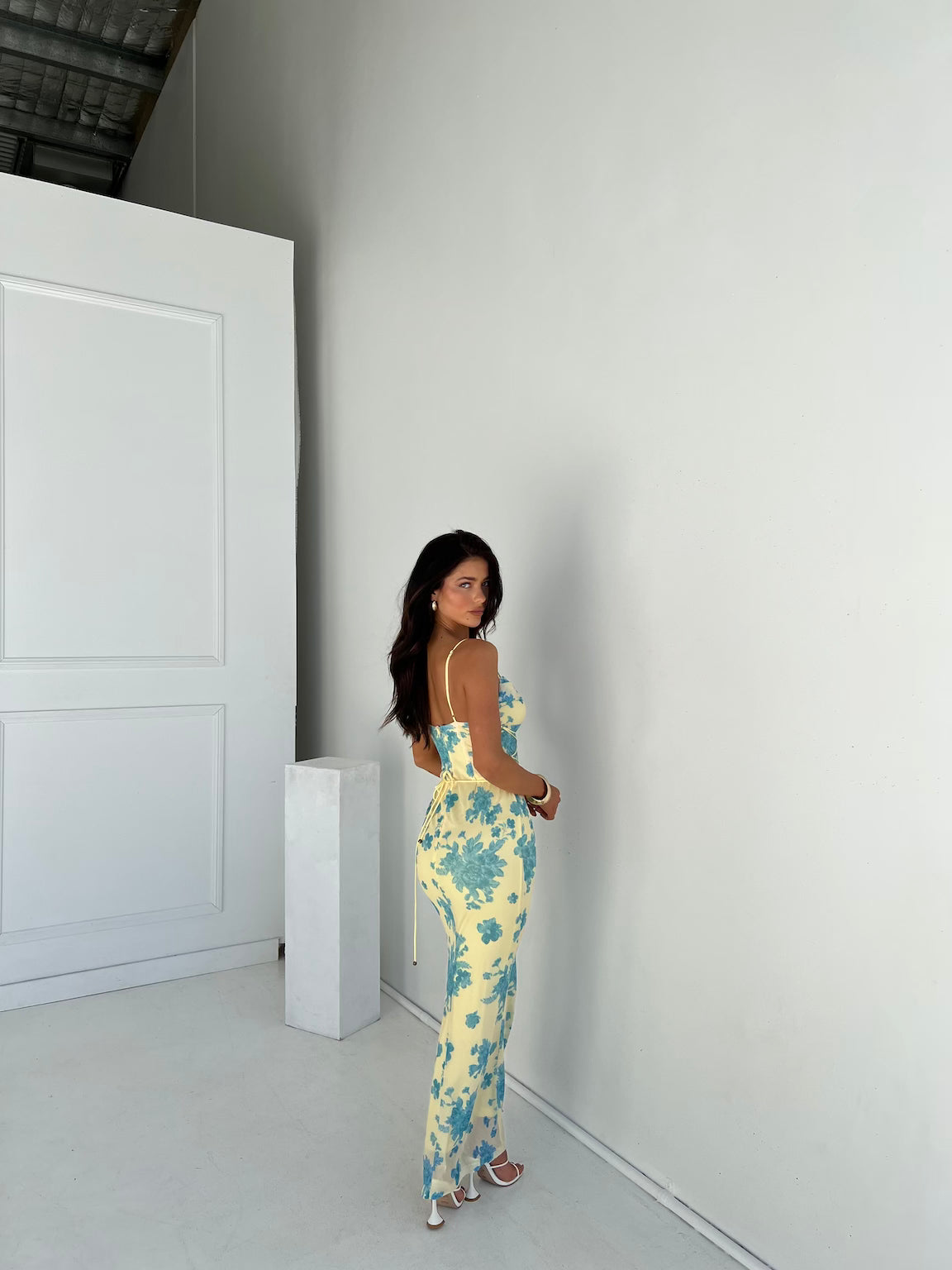 Riley - Elegante Abito Maxi Lungo Slim Fit con Stampa Floreale