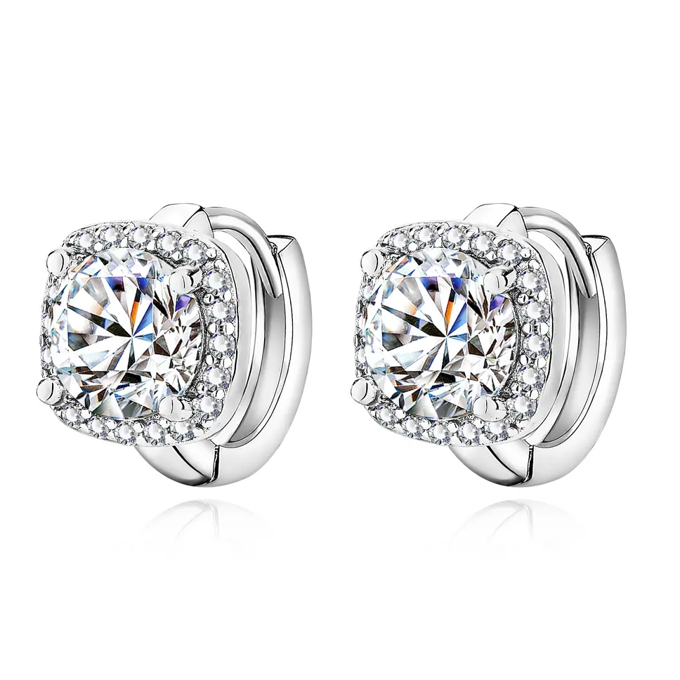 Kaede - Orecchini a cerchio in moissanite con design quadrato