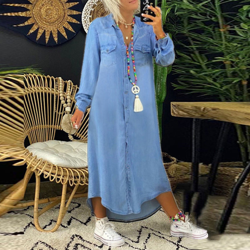 Sofia™ | Abito Maxy a Maniche Lunghe in Denim