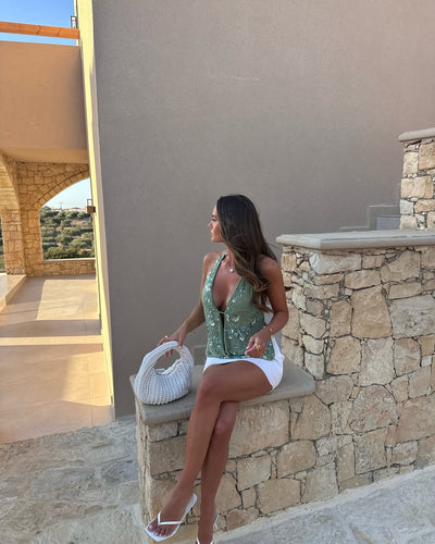 Parigi | Top Halter con Collo Drappeggiato
