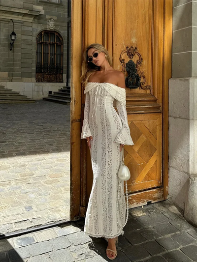 María® | Abito Maxi in Pizzo Georgetta
