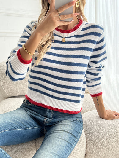 Mary | Maglione a righe con colletto rotondo
