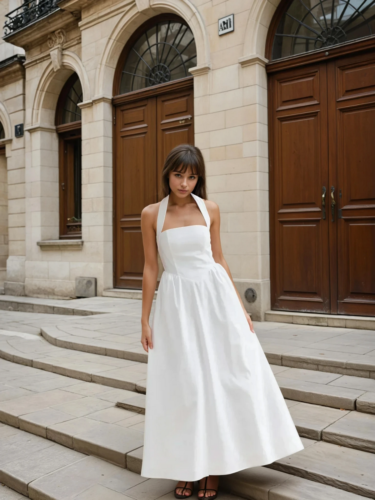 Ayşe® | Abito lungo A-line in cotone e lino semplice e chic