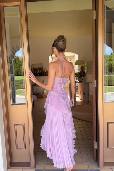 Caitlyn - Abito da festa a strati con volant e schiena scoperta