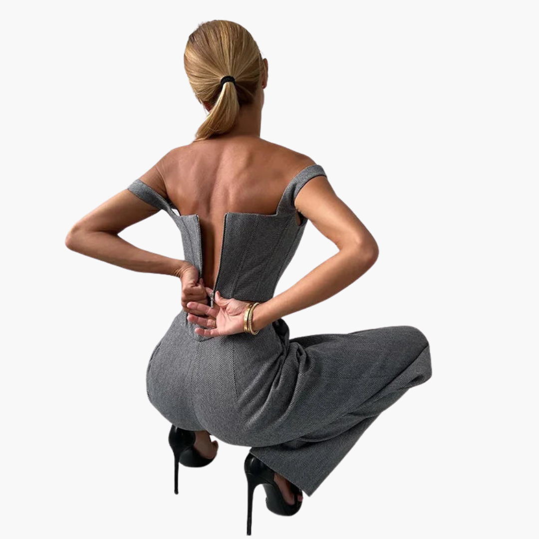 Avorio - Completo Elegante a Motivo Pesce Spada in 3 Pezzi