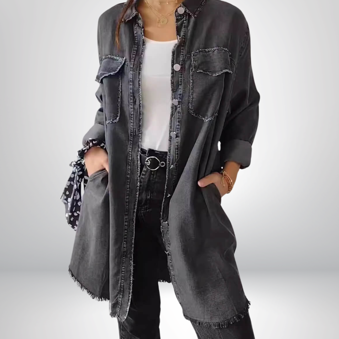 Sofia® | Giacca di Jeans a Maniche Lunghe Elegante e Versatile con Collo
