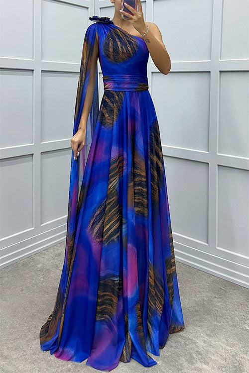 Lilliagirl – Abito in Chiffon Senza Spalline con Stampa