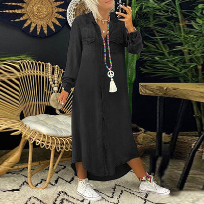 Sofia™ | Abito Maxy a Maniche Lunghe in Denim