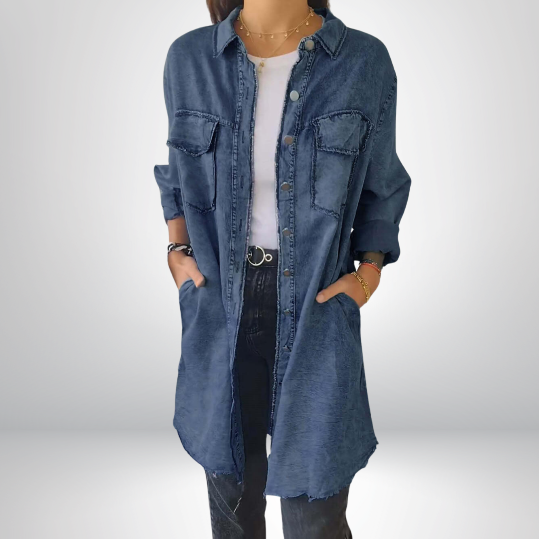 Sofia® | Giacca di Jeans a Maniche Lunghe Elegante e Versatile con Collo