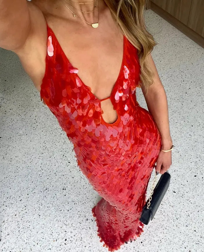 Kalea - Abito senza schiena con paillettes scintillanti
