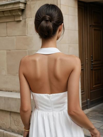 Ayşe® | Abito lungo A-line in cotone e lino semplice e chic
