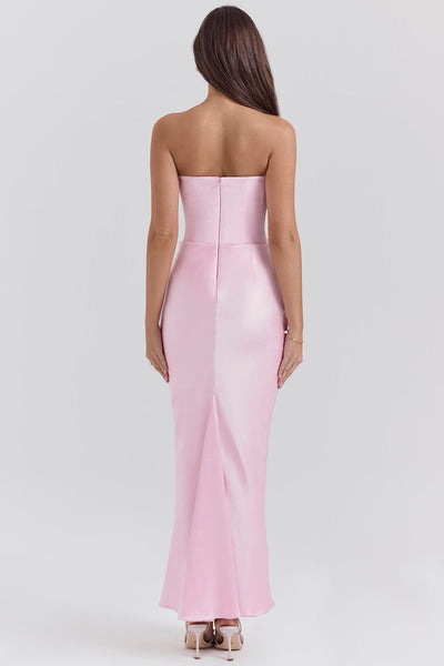 Hera - Elegante Abito da Festa Senza Spalline in Colore Pieno