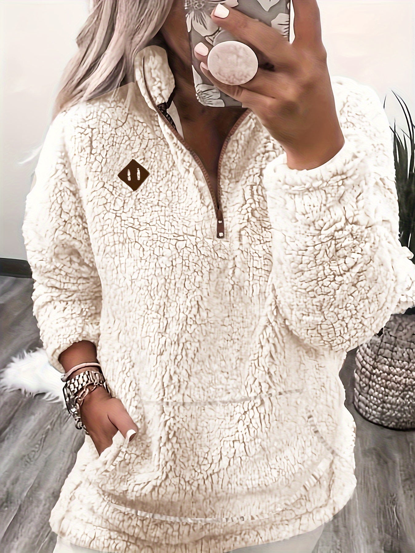 Lily | Pullover con Zip a Quarto Patch
