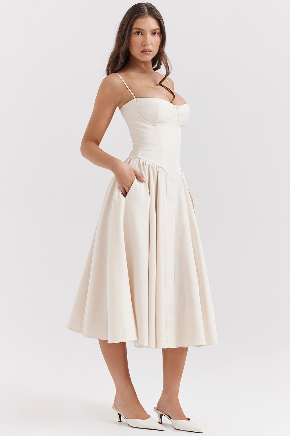 Phoebe - Abito lungo alla moda vintage senza maniche