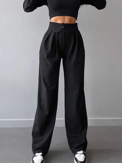 Veronika® | Pantaloni Eleganti a Gamba Dritta con Vita Ripiegata