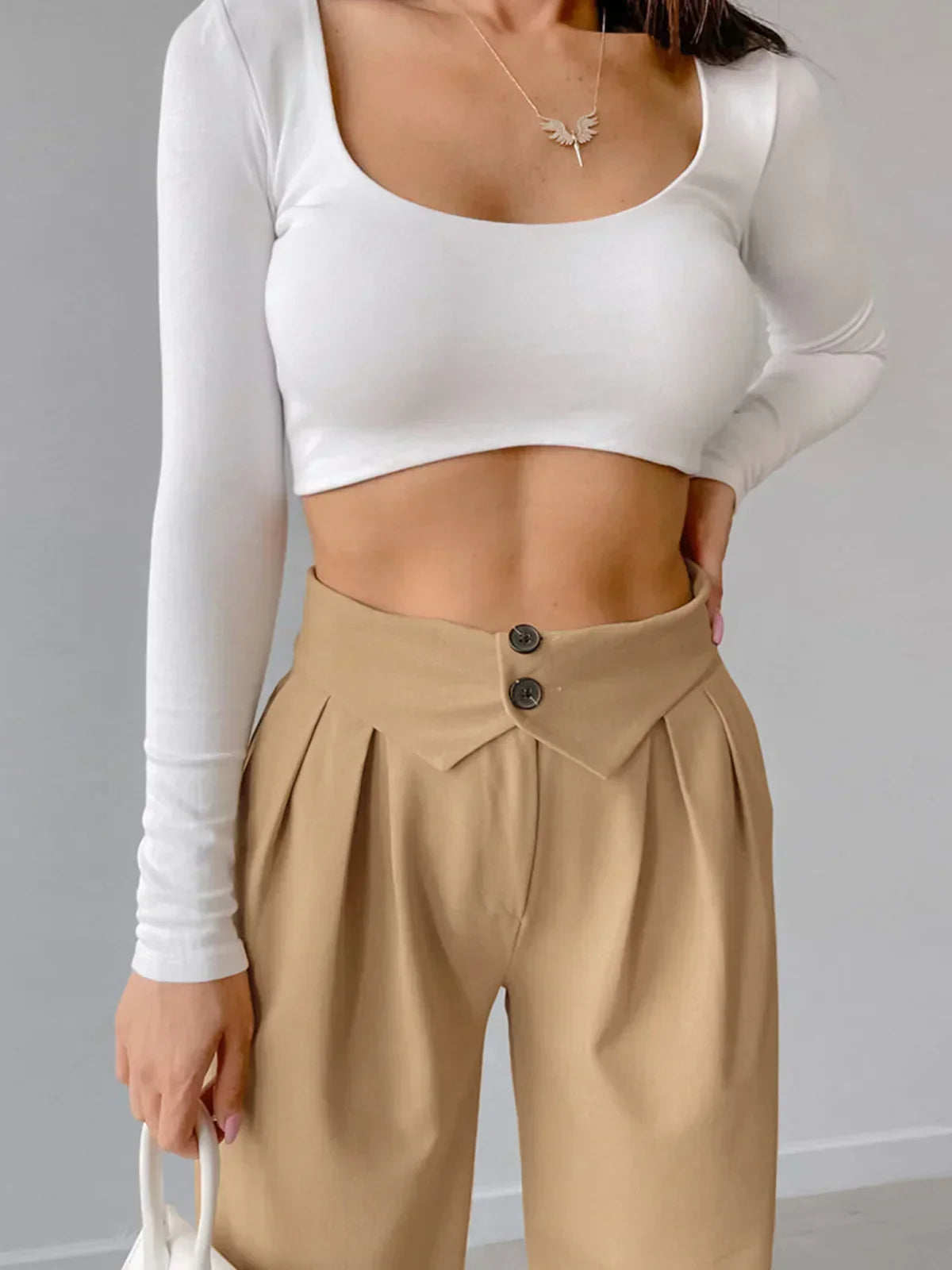 Veronika® | Pantaloni Eleganti a Gamba Dritta con Vita Ripiegata