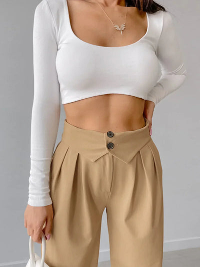 Veronika® | Pantaloni Eleganti a Gamba Dritta con Vita Ripiegata