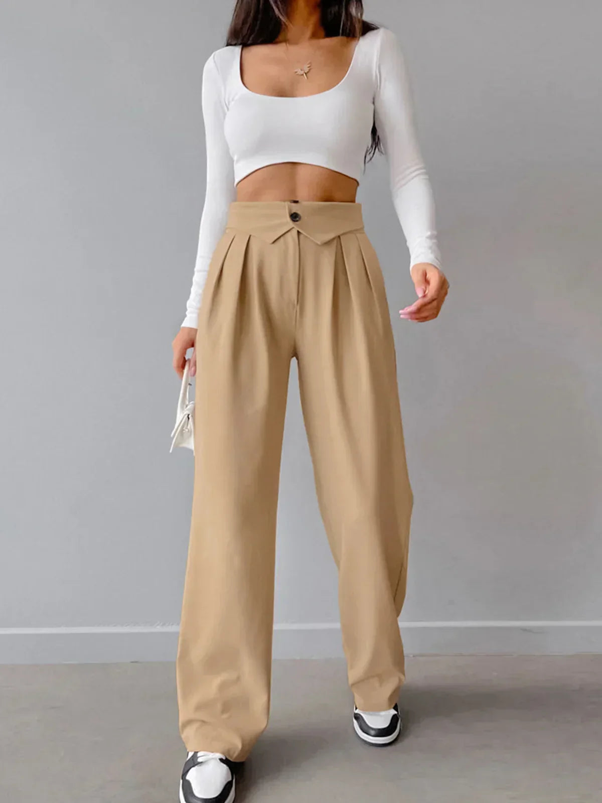 Veronika® | Pantaloni Eleganti a Gamba Dritta con Vita Ripiegata