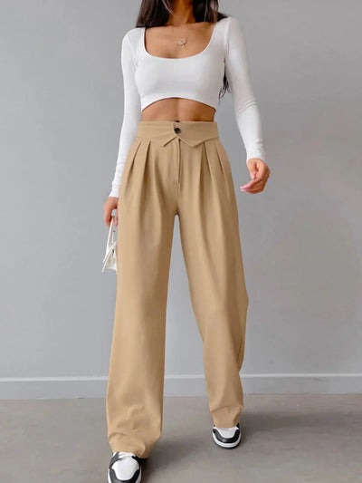 Veronika® | Pantaloni Eleganti a Gamba Dritta con Vita Ripiegata