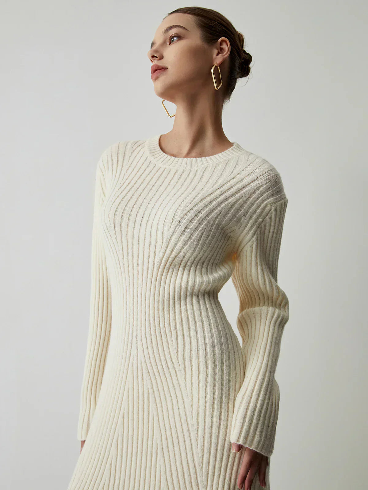 Annalisa® | Abito corto a maglia con maniche lunghe a coste