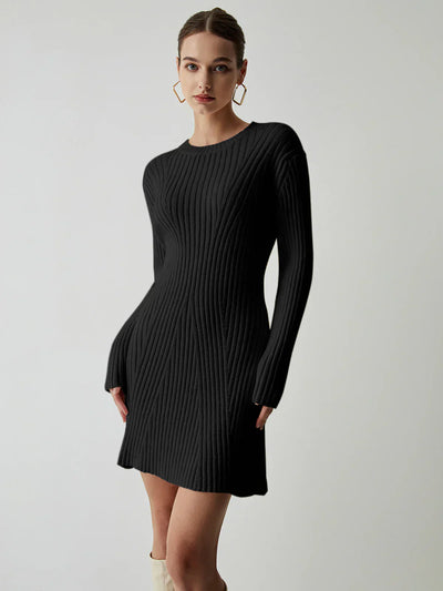 Annalisa® | Abito corto a maglia con maniche lunghe a coste
