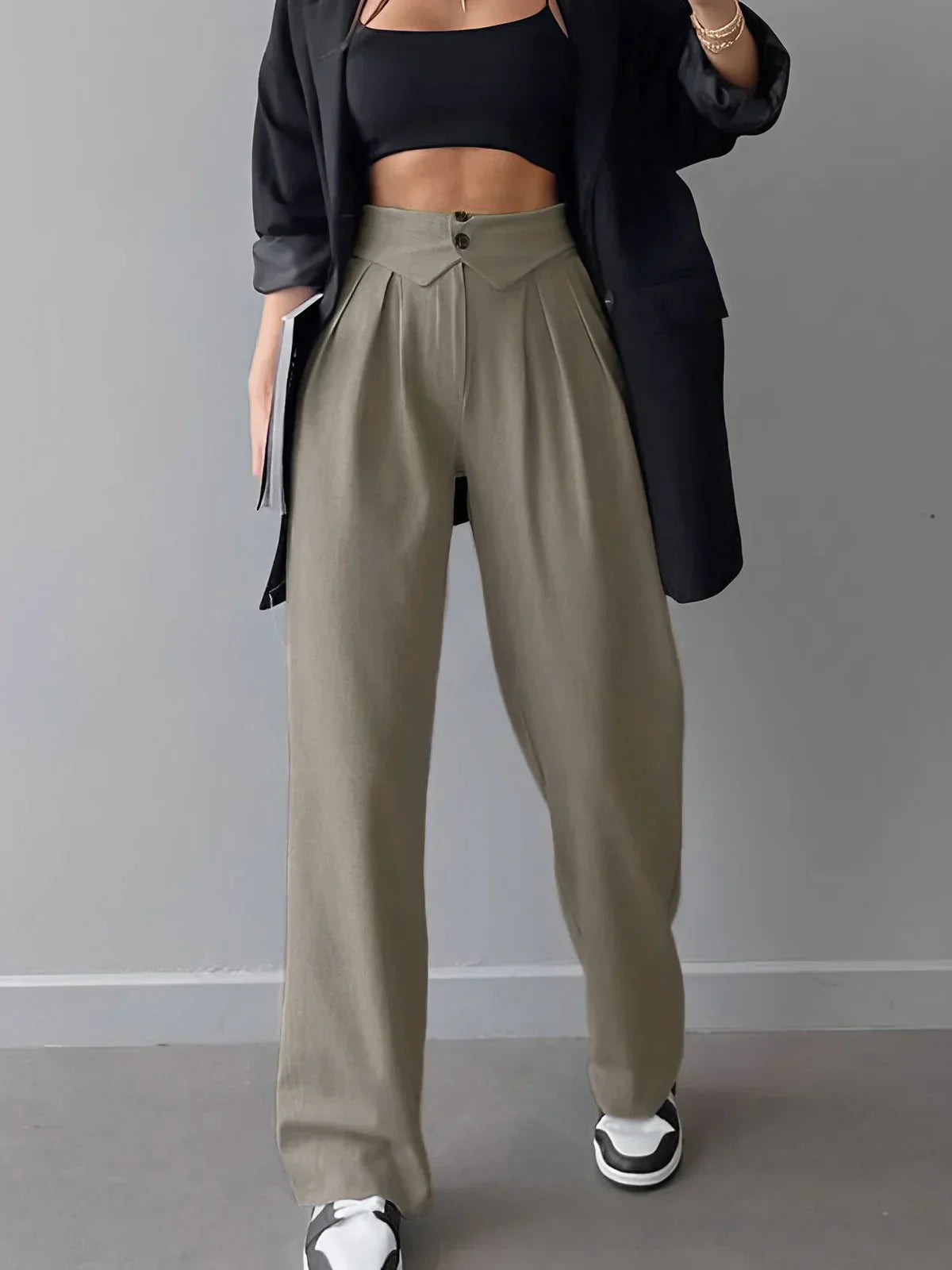 Veronika® | Pantaloni Eleganti a Gamba Dritta con Vita Ripiegata