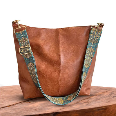 Alexis - Borsa a secchiello in pelle vintage per uso quotidiano