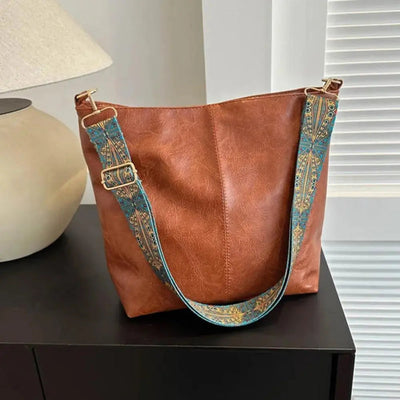 Alexis - Borsa a secchiello in pelle vintage per uso quotidiano