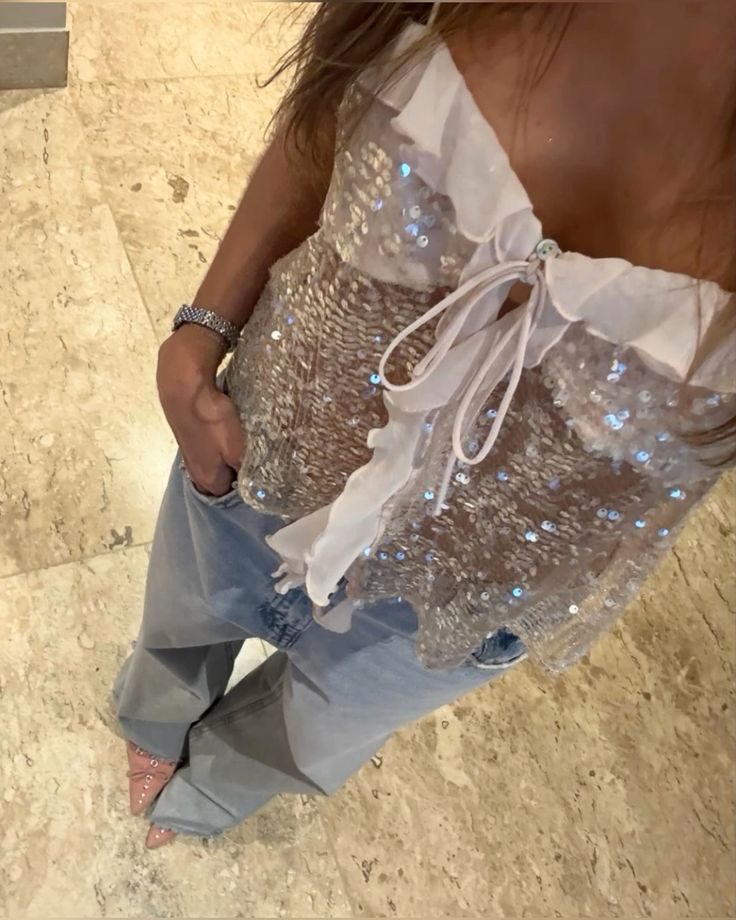 Clarissa | Top Halter con Paillettes