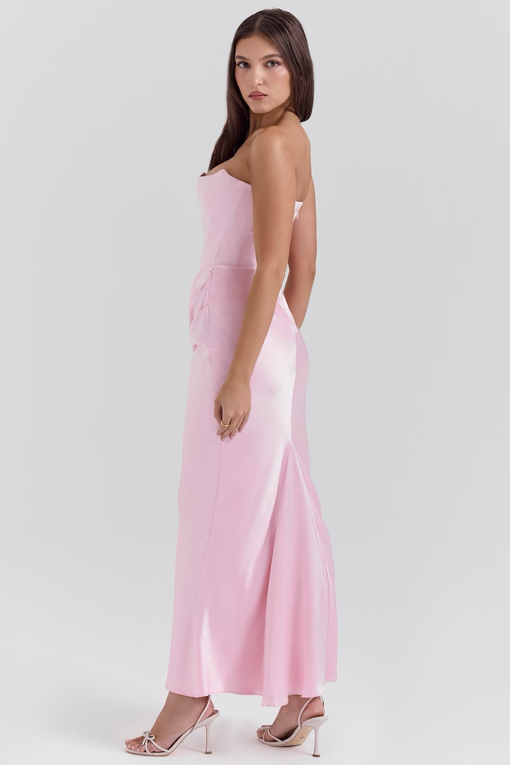 Hera - Elegante Abito da Festa Senza Spalline in Colore Pieno