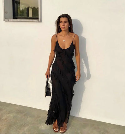 Mia - Elegante Maxi Dress con Spacco e Lunghezza Piena