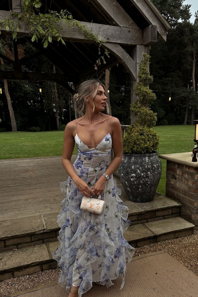 Gloria - Abito Maxi da Spiaggia con Cut-Out Floreale