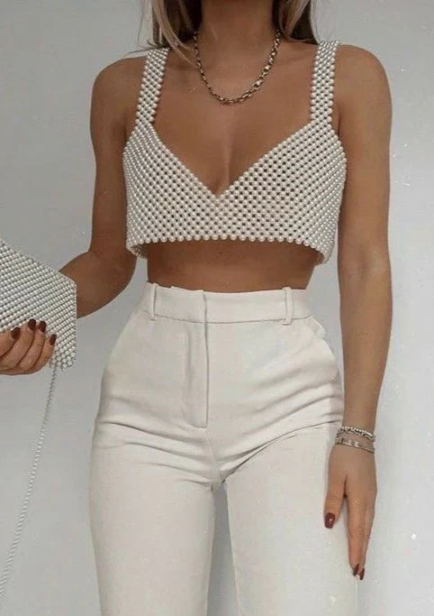 Anneliese | Top Senza Maniche con Perle