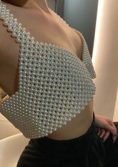 Anneliese | Top Senza Maniche con Perle