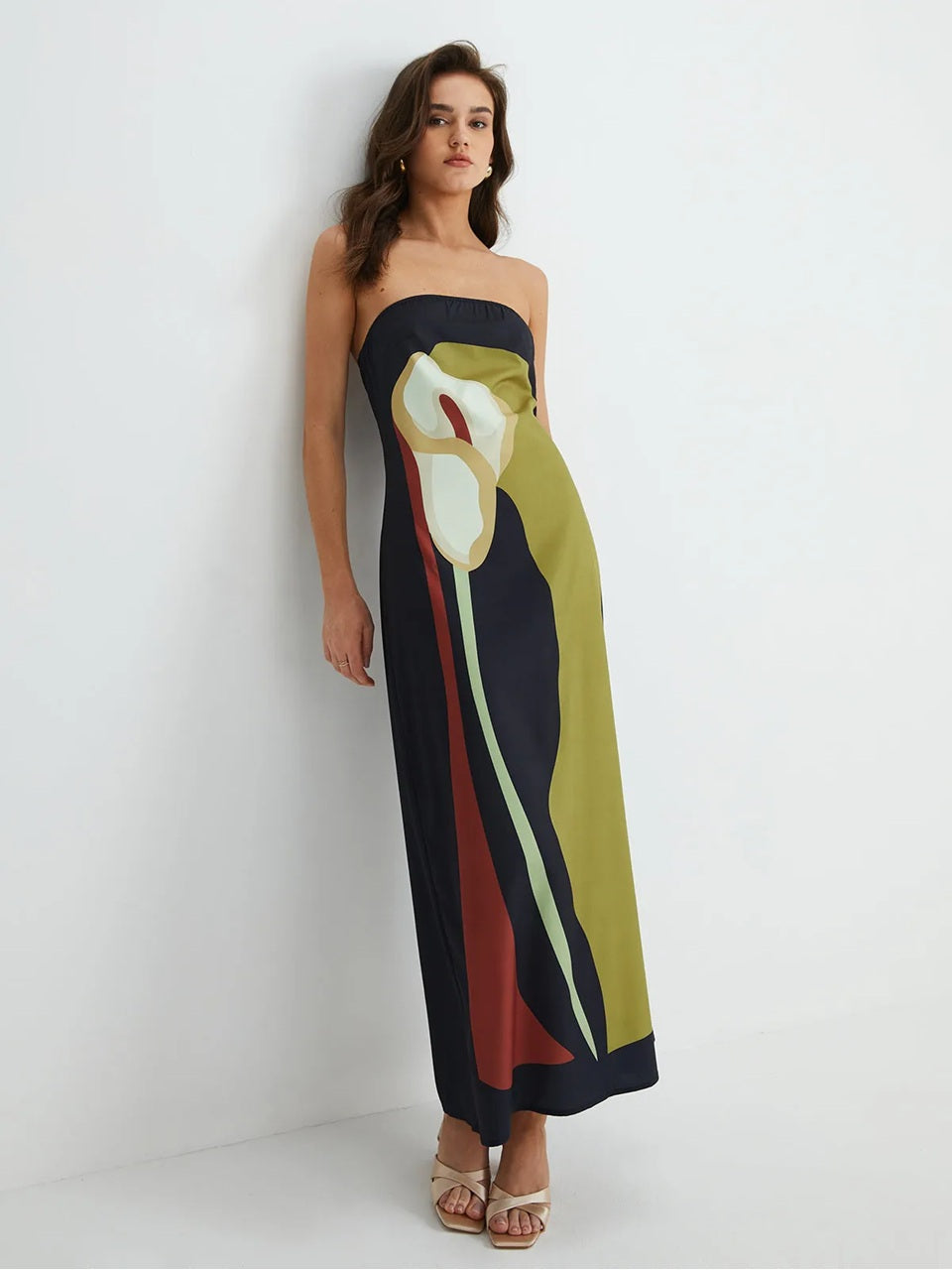 Paige - Abito Maxi Stampato Senza Spalline per Donna